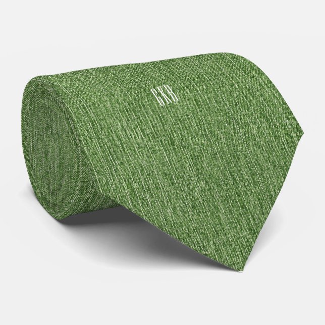 Siglas na Elegante Gravata de Denim Verde Oliva (Rolled)