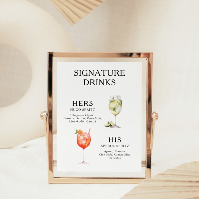 Signature Beduks Weding Cocktail Menu Poster (Criador carregado)