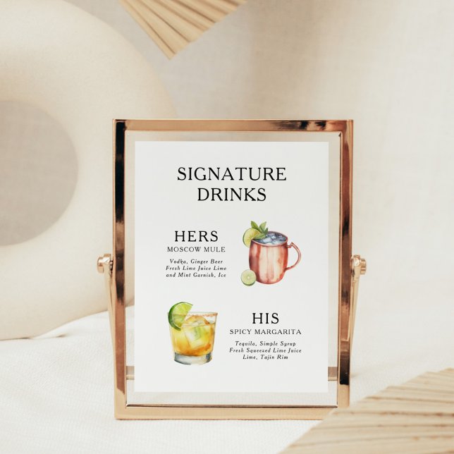 Signature Beduks Weding Cocktail Menu Poster (Criador carregado)