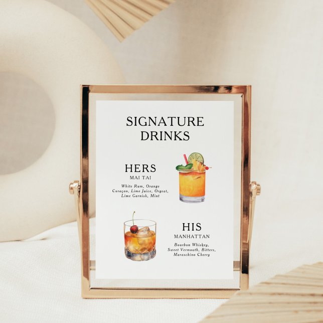Signature Beduks Weding Cocktail Menu Poster (Criador carregado)