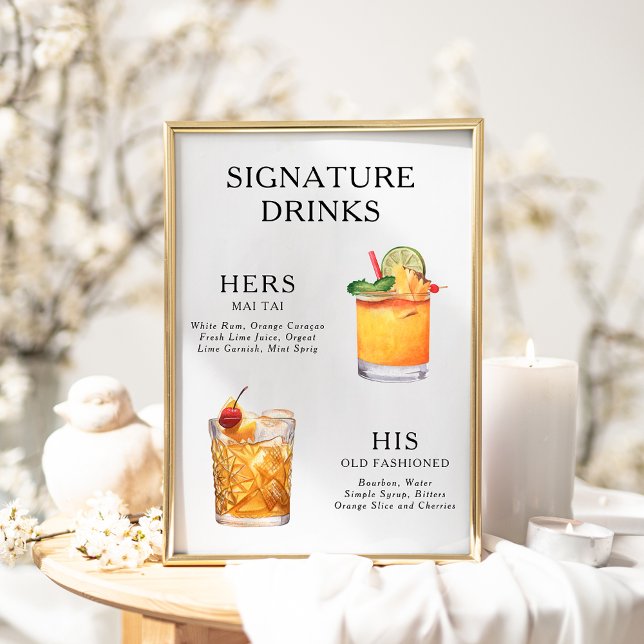 Signature Beduks Weding Cocktail Menu Poster (Criador carregado)