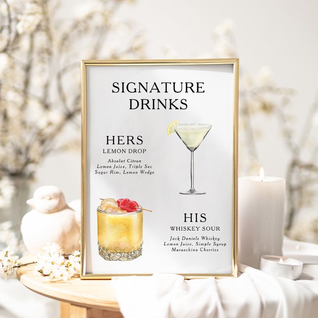Signature Beduks Weding Cocktail Menu Poster (Criador carregado)