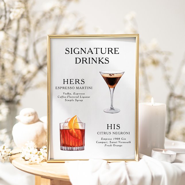 Signature Beduks Weding Cocktail Menu Poster (Criador carregado)