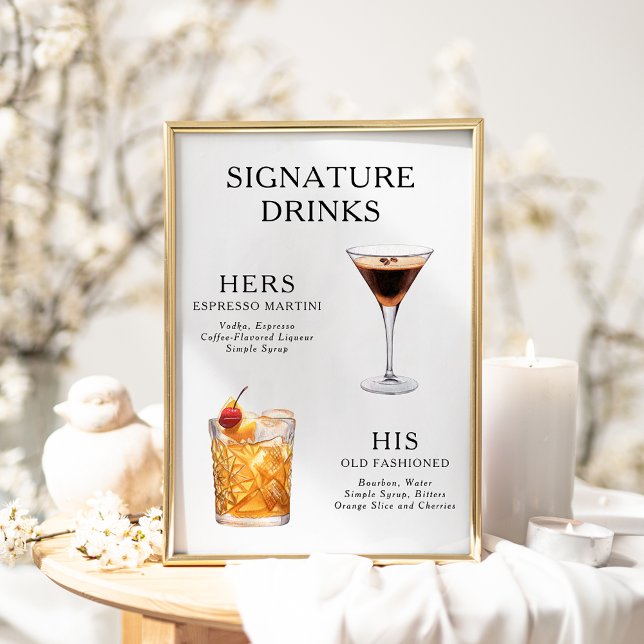 Signature Beduks Weding Cocktail Menu Poster (Criador carregado)