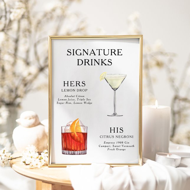 Signature Beduks Weding Cocktail Menu Poster (Criador carregado)