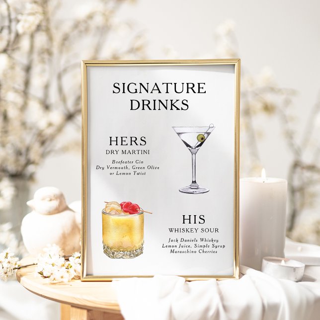 Signature Beduks Weding Cocktail Menu Poster (Criador carregado)