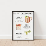 Signature Beduks Weding Cocktail Menu Poster<br><div class="desc">Personalize este cardápio de cocktail de casamento e ele certamente irá impressionar!</div>