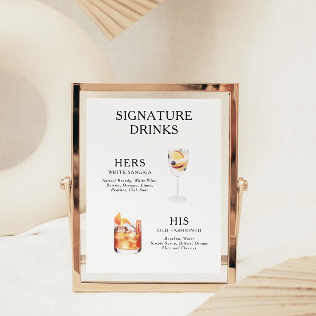 Signature Beduks Weding Cocktail Menu Poster (Criador carregado)