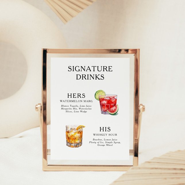 Signature Beduks Weding Cocktail Menu Poster (Criador carregado)