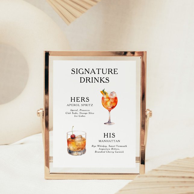 Signature Beduks Weding Cocktail Menu Poster (Criador carregado)