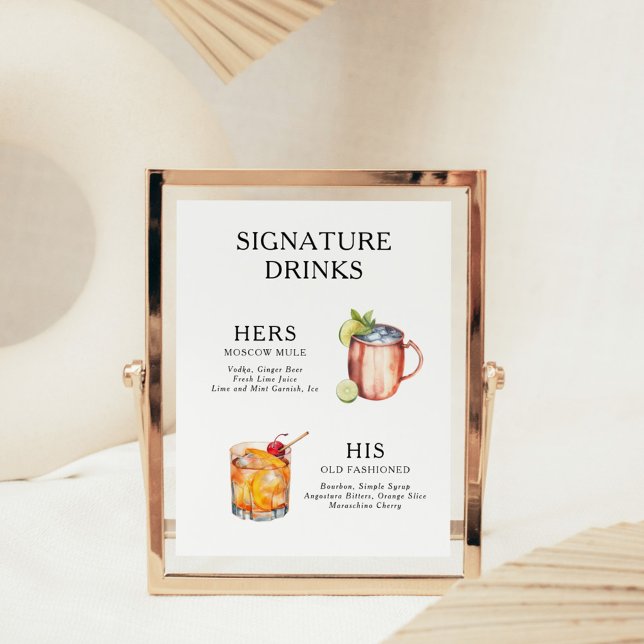 Signature Beduks Weding Cocktail Menu Poster (Criador carregado)