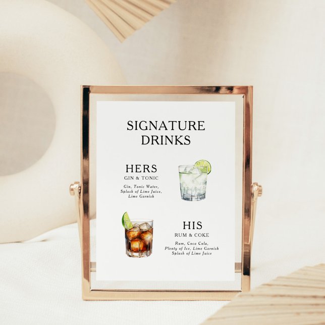 Signature Beduks Weding Cocktail Menu Poster (Criador carregado)