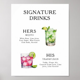 Signature Beduks Weding Cocktail Menu Poster
