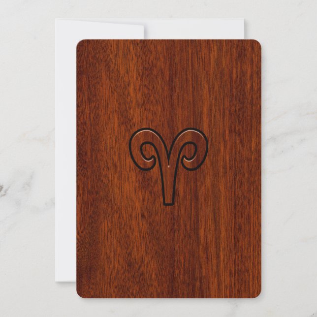 Signo de Áries em impressão semelhante a mogno (Frente)