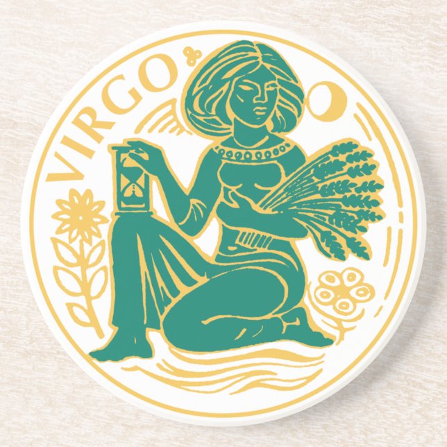 Signo de Virgem do Zodíaco em um Porta-Copos (Frente)