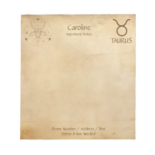 Signo do Zodíaco Touro - Bloco de Notas Personaliz