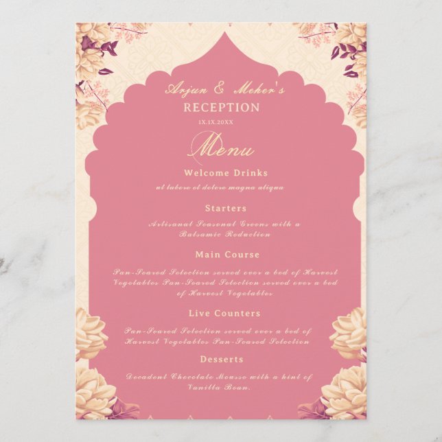 Sikh Wedding Reception Menu | budget Flat Menu (Frente)