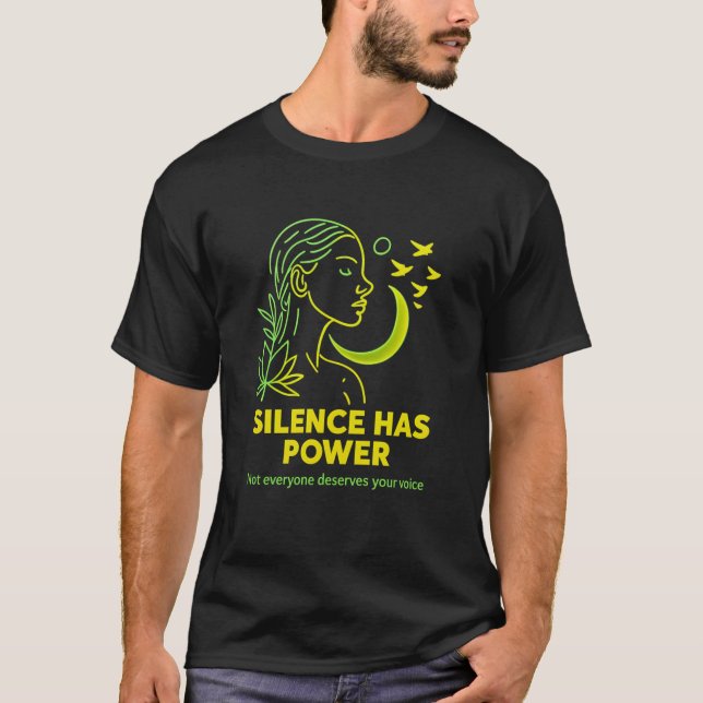 SILENCE HAS POWER  - neon minimalist Basic T-Shirt (Frente)