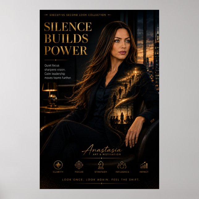 Silêncio Constrói Poder – Poster de Motivação Exec (Frente)