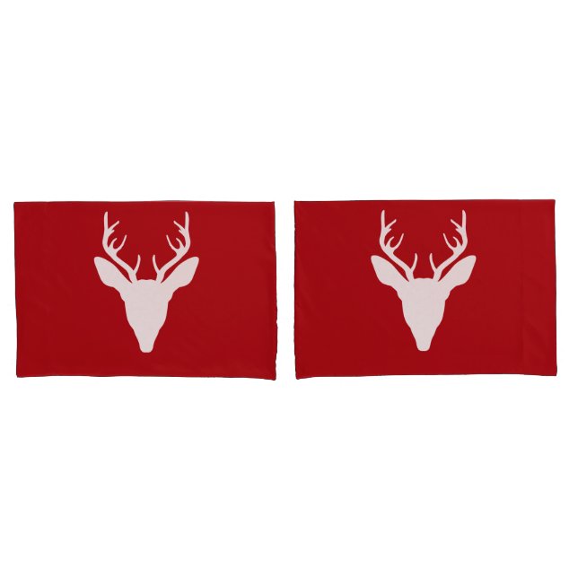 Silhouette White Deer Head Em Vermelho (Frente - conjunto)