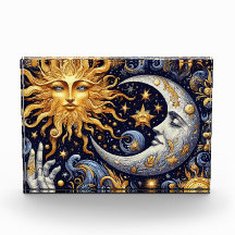 Silhueta Celestial Meia-Noite Sol e Lua