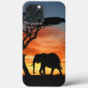Silhueta Colorida de Elefante Safari Sunset
