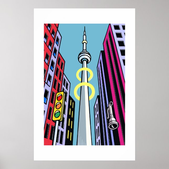 Silhueta da Cidade Pop – Poster de Torre Urbana (Frente)