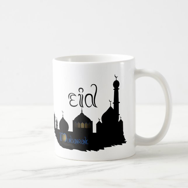 Silhueta da mesquita de Eid Mubarak - caneca (Direita)