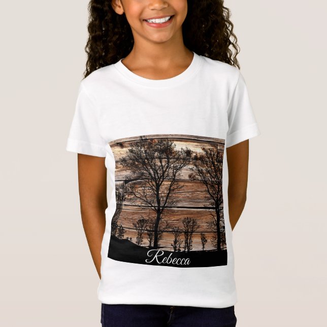 Silhueta De Árvore De Madeira Na Camisa De Conselh (Frente)