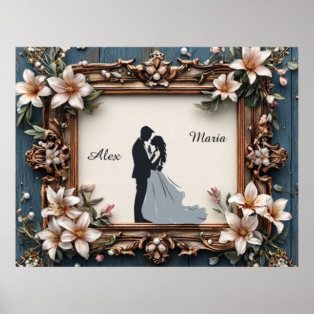 Silhueta de Casamento Elegante na Frame Poster de  (Frente)