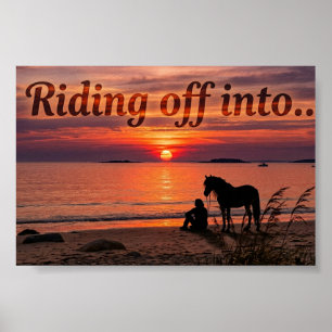 Silhueta de Cavalo ao Pôr do Sol - Impressão de Ar
