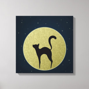 Silhueta de gato e Canvas de lua