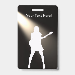 Silhueta de guitarra para crachá com Lynard