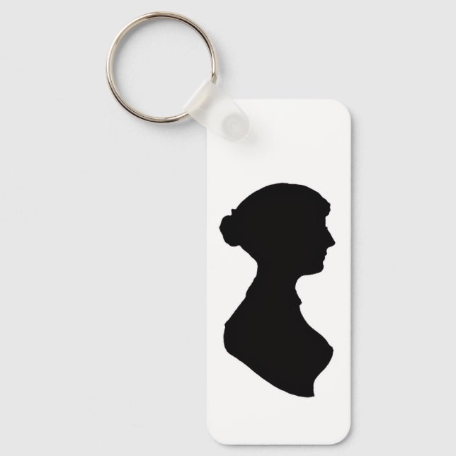Silhueta de Jane Austen e citação em uma Chaveiro (Frente)
