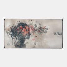 Silhueta de Mulher em Aquarela com Corações