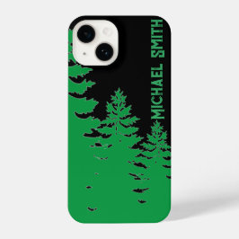 Silhueta de pinheiros brancos e negros minimalista