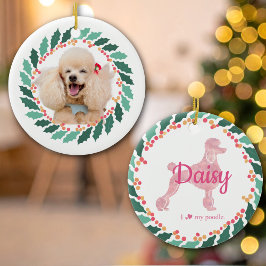 Silhueta de Poodle Rosa Personalizada e Ornamento