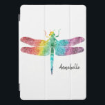 Silhueta lindo da libélula da aguarela do<br><div class="desc">A silhueta lindo da libélula da aguarela do arco-íris personalizou o cobrir da tabuleta para Ipad ou Kindle. Arco-íris das cores na aguarela,  silhueta da libélula.  Adicione o nome para personalizar. www.SamAnnDesigns.com</div>