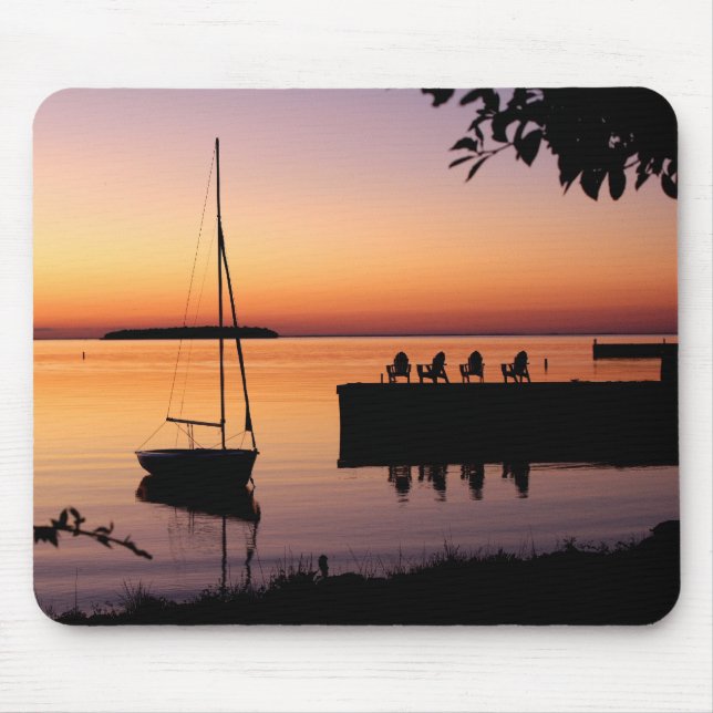 Silhueta Sunset no lago Mousepad (Frente)