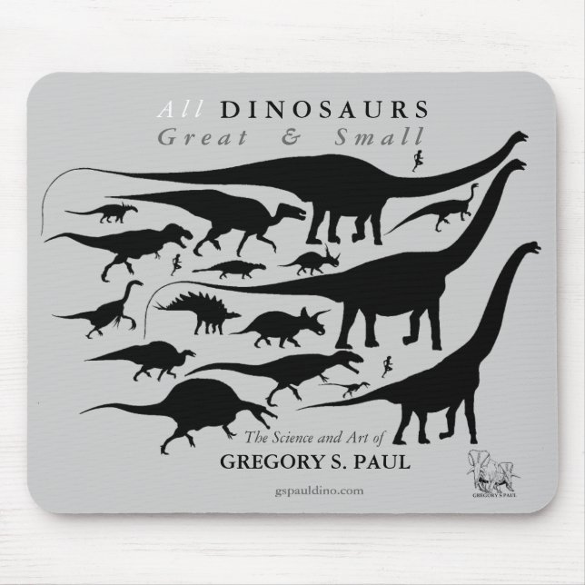 Silhuetas Mousepad Gregory Paul dos dinossauros (Frente)