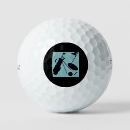 Silhuetas pretas de golfe em fundo azul