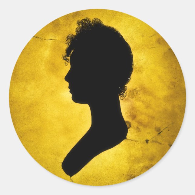 "Silhuette feminina em adesivos Dourados" (Frente)