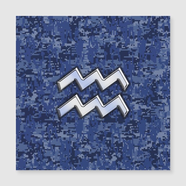 Silver Aquarius Sinal Zodiodato Marinho Camo Digit (Frente)