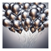 Silver Balloons AI Art Poster