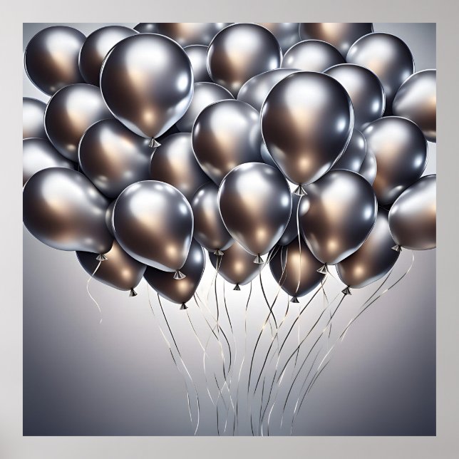 Silver Balloons AI Art Poster (Frente)