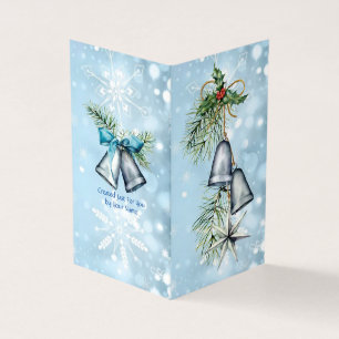Silver Bells Blue Modern Holly Watercolor