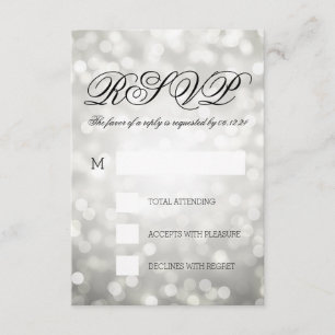Silver Bokeh Lights Elegant Wedding RSVP