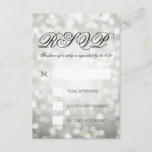 Silver Bokeh Luz Elegante Casamento RSVP