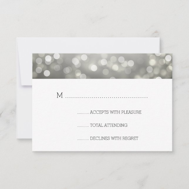 Silver Bokeh Luz Elegante Casamento RSVP (Frente)