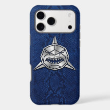 Silver Chrome Geometric Shark Blue Python iPhone